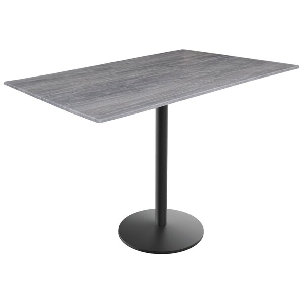42 Tall OD214 Black Table Base w22 Diameter foot and 32x48 Greystone Top, IndoorOutdoor